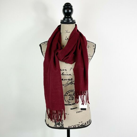 STEWART OF SCOTLAND NWT Red Fringe Trim Scarf Size OS - Picture 1 of 3